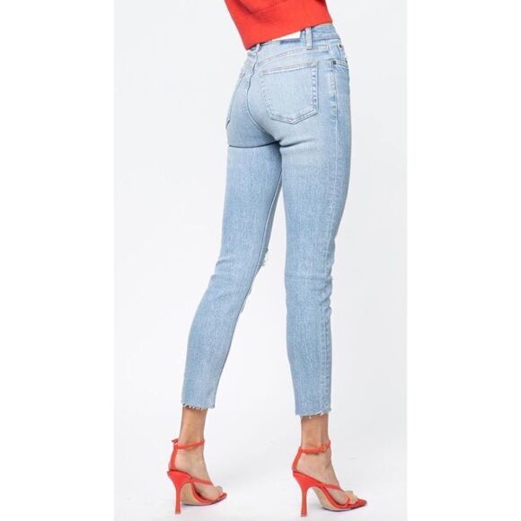 Re/Done 90s High Rise Ankle Crop in Worn Bright Blue size 27” - Picture 4 of 9